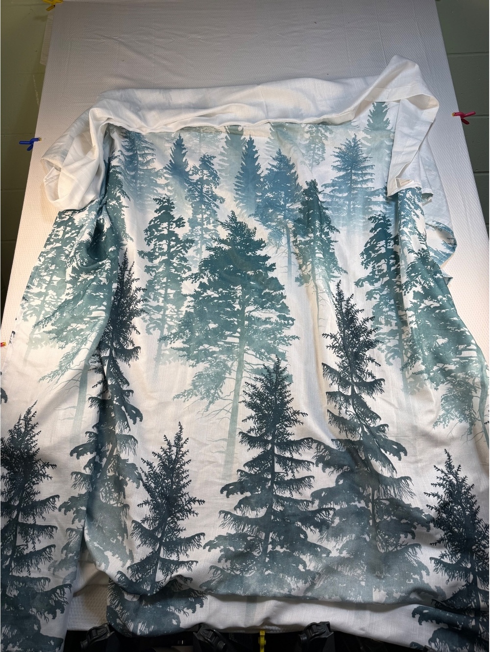 Mainstays Treeline Shower Curtain 72x72 Green Pine Forest Trees Nature Cabin